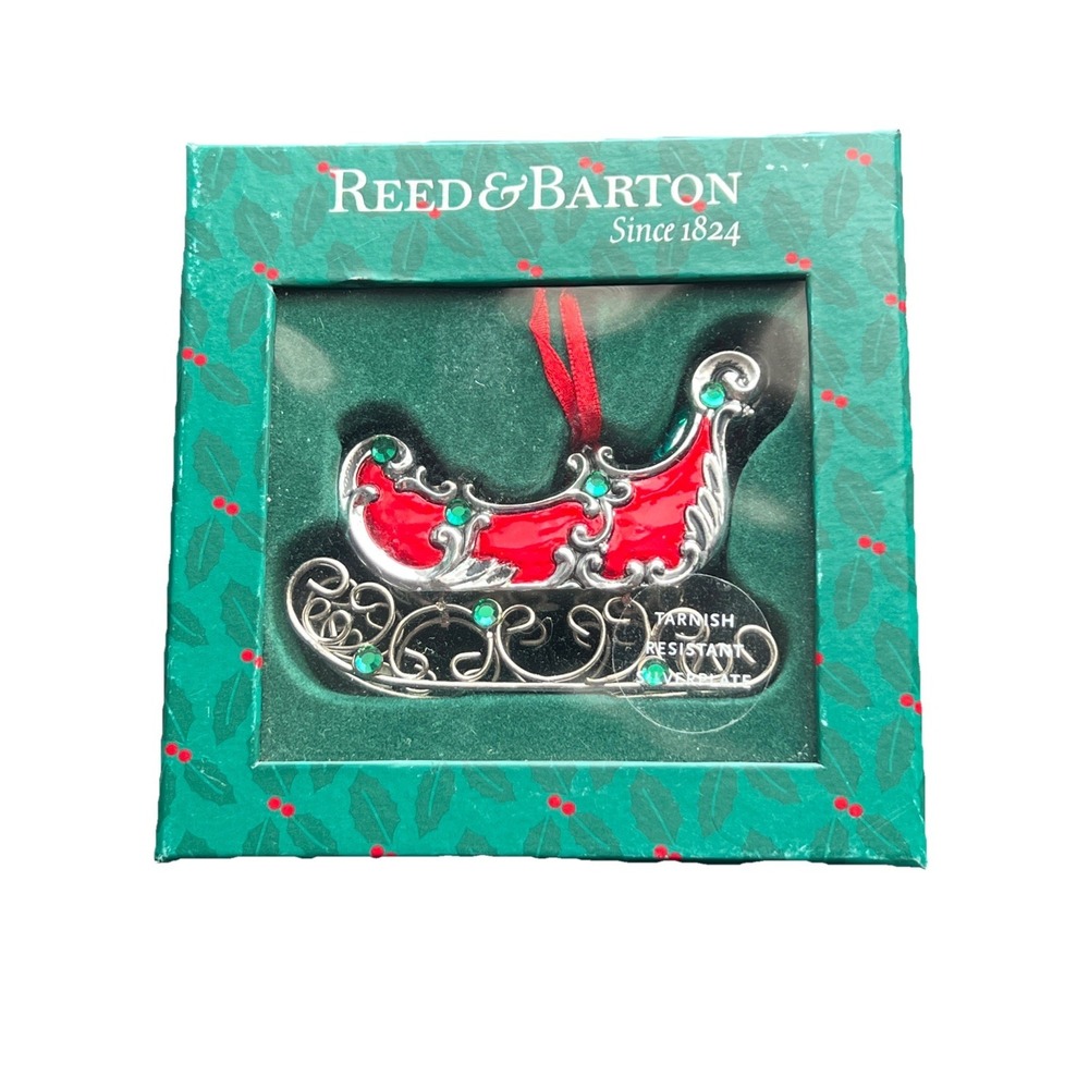 Reed and Barton #6415 Santa's Sleigh‎ with Jewels Christmas Holiday Ornament